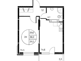 Продается 2-комнатная квартира ЖК Панорама на Театральном, литера 1, 39.2  м², 6338640 рублей