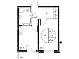 Продается 1-комнатная квартира ЖК Панорама на Театральном, литера 1, 36.2  м², 6027300 рублей