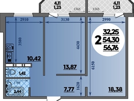 Продается 2-комнатная квартира ЖК Суворовский, литера 7, 56.76 м², 6876059 рублей