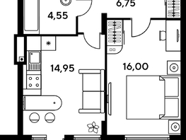 Продается 2-комнатная квартира ЖК Сезоны, 45.95  м², 7532200 рублей