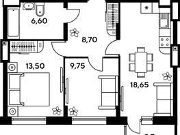 Продается 3-комнатная квартира ЖК Сезоны, 61.1  м², 8704400 рублей