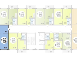 Продается 2-комнатная квартира ЖК Платовский, литер 13, 64.47  м², 6962760 рублей