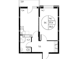 Продается 1-комнатная квартира ЖК Панорама на Театральном, литера 1, 38.2  м², 6131100 рублей