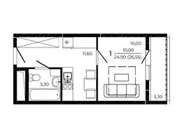 Продается Студия ЖК ПРИТЯЖЕНИЕ, литер 3, 26.55  м², 3796650 рублей