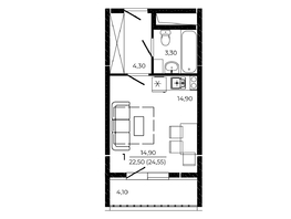 Продается Студия ЖК ПРИТЯЖЕНИЕ, литер 3, 24.55  м², 3633400 рублей