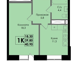 Продается 1-комнатная квартира ЖК Botanika (Ботаника), дом 1, 40.9  м², 5950950 рублей