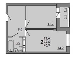 Продается 2-комнатная квартира ЖК Gray (Грэй), кв-л 11-3, 40.9  м², 5194300 рублей