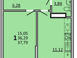 Продается 1-комнатная квартира ЖК Frame (Фрейм), 11Б, 37.79  м², 6480985 рублей