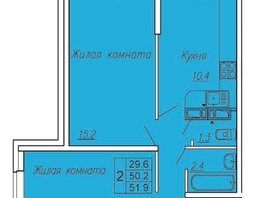 Продается 2-комнатная квартира ЖК Sky Park (Скайпарк), 53.2  м², 5794200 рублей