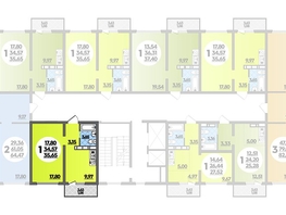 Продается 1-комнатная квартира ЖК Платовский, литер 13, 35.65  м², 4962480 рублей