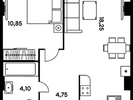 Продается 2-комнатная квартира ЖК Гринсайд, 5.1-5.5, 38.45  м², 6460000 рублей