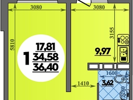 Продается 1-комнатная квартира ЖК Суворовский, литера 1, 36.4 м², 4729999 рублей