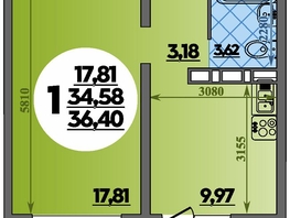 Продается 1-комнатная квартира ЖК Суворовский, литера 1, 36.4 м², 4689999 рублей