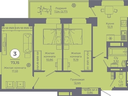 Продается 3-комнатная квартира ЖК Сокольники, литера 6, 72.74  м², 8146880 рублей