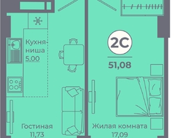 Продается 2-комнатная квартира ЖК Сокольники, литера 7, 51.03  м², 6123600 рублей