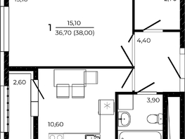 Продается 1-комнатная квартира ЖК ПРИТЯЖЕНИЕ, литер 3, 38  м², 5206000 рублей