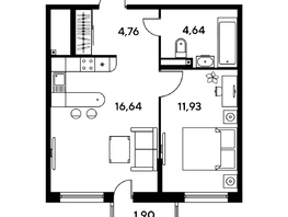 Продается 2-комнатная квартира ЖК Малина Парк, дом 1, 38.54  м², 5510000 рублей