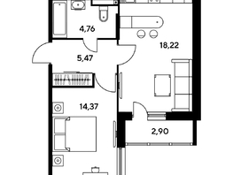 Продается 2-комнатная квартира ЖК Малина Парк, дом 1, 45.04  м², 7460000 рублей