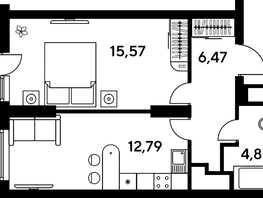 Продается 1-комнатная квартира ЖК Малина Парк, дом 4, 42.32  м², 5700000 рублей