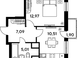 Продается 1-комнатная квартира ЖК Малина Парк, дом 4, 38.15  м², 5120000 рублей