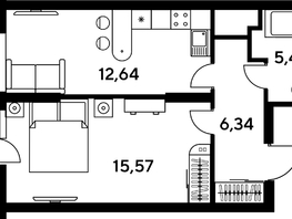 Продается 1-комнатная квартира ЖК Малина Парк, дом 4, 42.91  м², 5780000 рублей