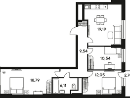 Продается 3-комнатная квартира ЖК Малина Парк, дом 4, 81.88  м², 9440000 рублей