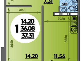 Продается 1-комнатная квартира ЖК Суворовский, литера 23, 37.31 м², 4498065 рублей