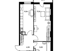 Продается 1-комнатная квартира ЖК Гринсайд, 3.1-3.4, 44.2  м², 7420000 рублей