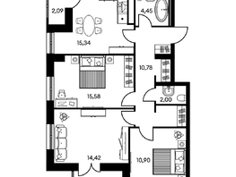 Продается 2-комнатная квартира ЖК Культура, дом 2, 40.68  м², 6090000 рублей