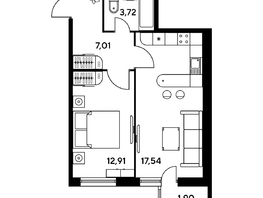 Продается 2-комнатная квартира ЖК Малина Парк, дом 1, 43.25  м², 7250000 рублей