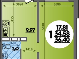 Продается 1-комнатная квартира ЖК Суворовский, литера 1, 36.4 м², 4569999 рублей