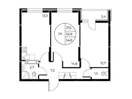 Продается 2-комнатная квартира ЖК Панорама на Театральном, литера 1, 54 м², 8661600 рублей