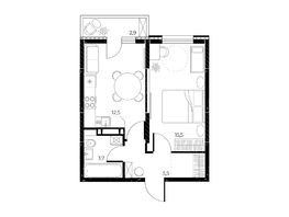 Продается 1-комнатная квартира ЖК Панорама на Театральном, литера 1, 38.1 м², 5962650 рублей
