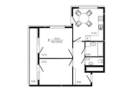 Продается 2-комнатная квартира ЖК ПРИТЯЖЕНИЕ, литер 3, 59.15 м², 7512050 рублей