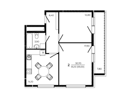 Продается 2-комнатная квартира ЖК ПРИТЯЖЕНИЕ, литер 3, 59 м², 7493000 рублей