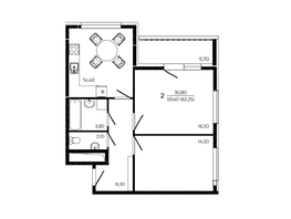 Продается 2-комнатная квартира ЖК ПРИТЯЖЕНИЕ, литер 3, 62.25 м², 7719000 рублей