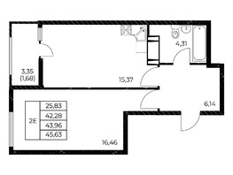 Продается 1-комнатная квартира ЖК Звезда Столицы 2, 45.63 м², 6981390 рублей