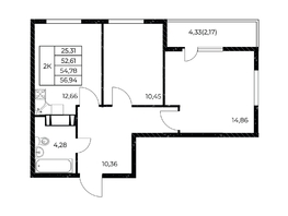 Продается 2-комнатная квартира ЖК Звезда Столицы 2, 56.94 м², 7971600 рублей