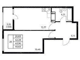 Продается 1-комнатная квартира ЖК Звезда Столицы 2, 45.63  м&sup2;, 6251310 рублей