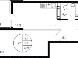 Продается 1-комнатная квартира ЖК Флора, литера 1.3, 41.39 м², 6291280 рублей