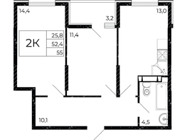 Продается 2-комнатная квартира ЖК Флора, литера 3.1, 55 м², 8635000 рублей