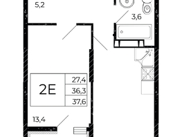 Продается 1-комнатная квартира ЖК Флора, литера 3.1, 37.6 м², 6241600 рублей