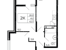 Продается 2-комнатная квартира ЖК Флора, литера 3.1, 42.7 м², 7856800 рублей
