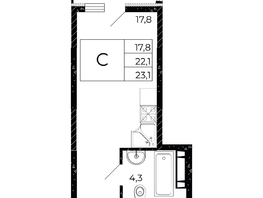 Продается Студия ЖК Флора, литера 3.1, 23.1 м², 4134900 рублей