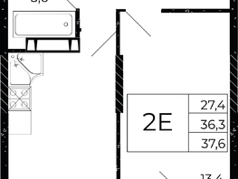 Продается 1-комнатная квартира ЖК Флора, литера 3.1, 37.6 м², 6053600 рублей