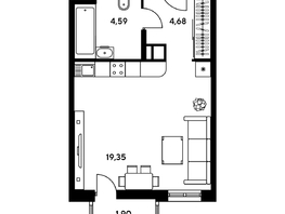 Продается Студия ЖК Гринсайд, 5.1-5.5, 30.36 м², 4260000 рублей