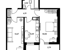 Продается 2-комнатная квартира ЖК Гринсайд, 5.1-5.5, 53.75 м², 6830000 рублей