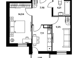 Продается 1-комнатная квартира ЖК Гринсайд, 5.1-5.5, 38.03 м², 5090000 рублей