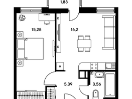 Продается 2-комнатная квартира ЖК Гринсайд, 5.1-5.5, 38.73 м², 5100000 рублей