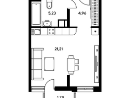 Продается 2-комнатная квартира ЖК Гринсайд, 5.1-5.5, 44.4 м², 7300000 рублей